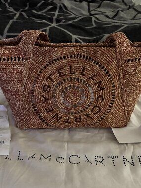 Stella McCartney Small Raffia Tote in Natural/Teak